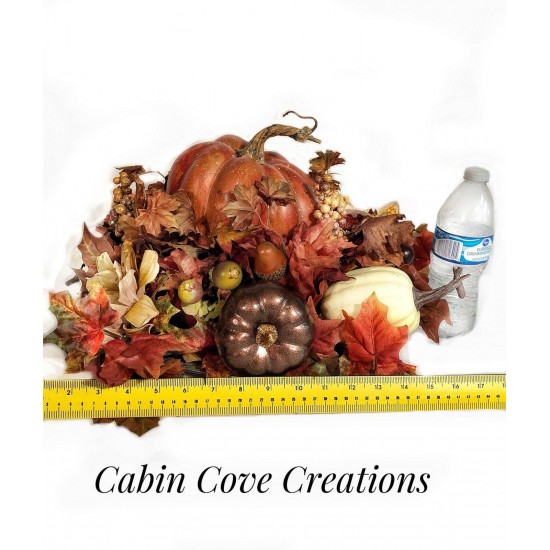 Thanksgiving Dining Centerpiece Rustic Pumpkin Floral Arrangement CUSTOM Design.