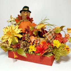 LARGE THANKSGIVING TURKEY CENTERPIECE FALL COLORS AUTUMN FLORAL ARRANGEMENT NEW