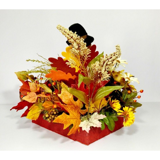 LARGE THANKSGIVING TURKEY CENTERPIECE FALL COLORS AUTUMN FLORAL ARRANGEMENT NEW