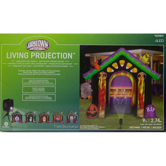 Gemmy 9 ft Halloween Haunted House Living Projection Archway Inflatable NIB