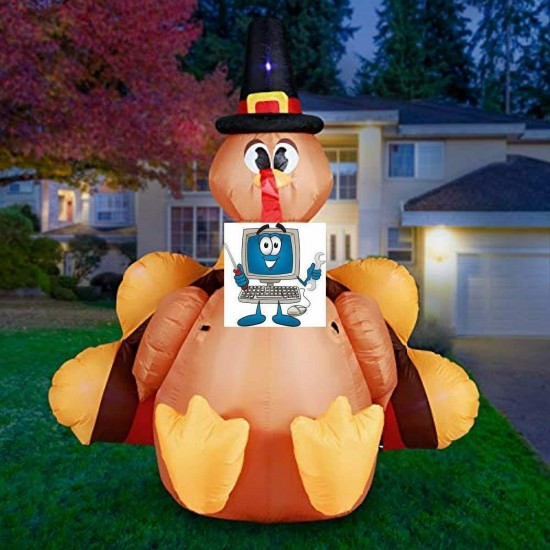 Holidayana Turkey with Pilgrim Hat Inflatable 6ft Thanksgiving Turkey with Pilgr