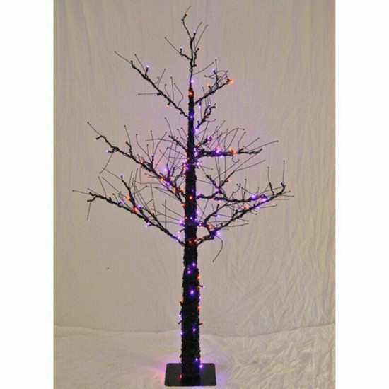 Halloween Tree Purple Orange LED Lights Prelit Outdoor Indoor Display