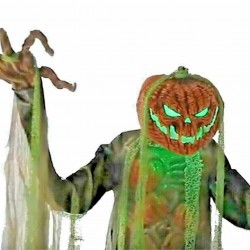 Huge 7-Ft ANIMATED ROOT OF EVIL Pumpkin Head Scarecrow Halloween Prop Decoration