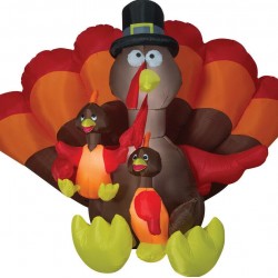 HALLOWEEN THANKSGIVING 8.5 FT TURKEY FAMILY  INFLATABLE AIRBLOWN YARD DECOR