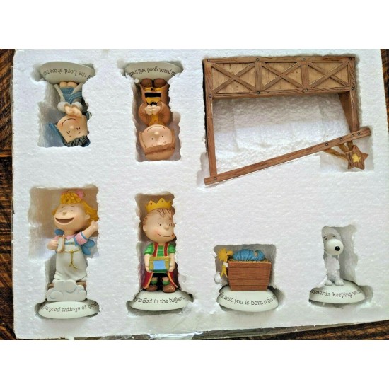 Hallmark Peanuts Gang Charlie Brown Snoopy Retired Nativity Full Set 11 Piece