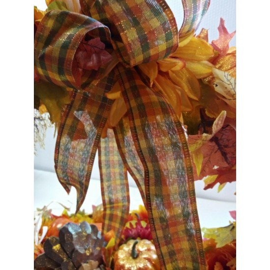 Fall Autumn Thanksgiving Turkey Pumpkins Vegetables Basket Centerpiece Decor NEW