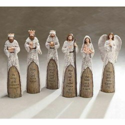 Burton & Burton Nativity Resin Rustic White