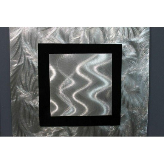 ULTRA MODERN ART Metal Wall Art Silver Black Accent Decor 4 Panels Jon Allen