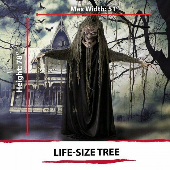 Halloween Talking Scary Tree Prop Animated Figurine Holiday Decor Prop Lighted