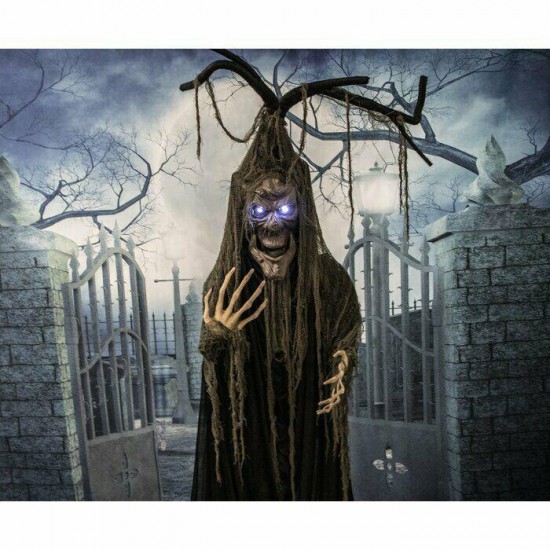 Halloween Talking Scary Tree Prop Animated Figurine Holiday Decor Prop Lighted