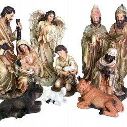 Nativity Set - 11 Nativity Figurines - Baby Jesus, Mary, Joseph, Shepherd, 3 Kin