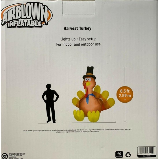 HARVEST Turkey Gemmy Airblown Inflatable, 8 ft. - SHIPS FREE!