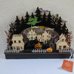 NEW Martha Stewart LED Lighted Halloween Haunted Village LARGE Die-Cut Wooden