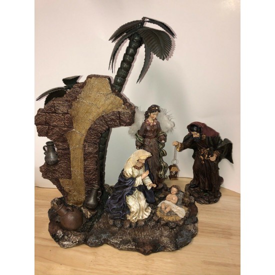 Treasured Craftsmanship 2003 The Bombay Company 4 pc Christmas Nativity Scene