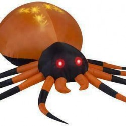 Gemmy 8 FT W Pre-lit Inflatable Projection Black Orange Spider Halloween Prop