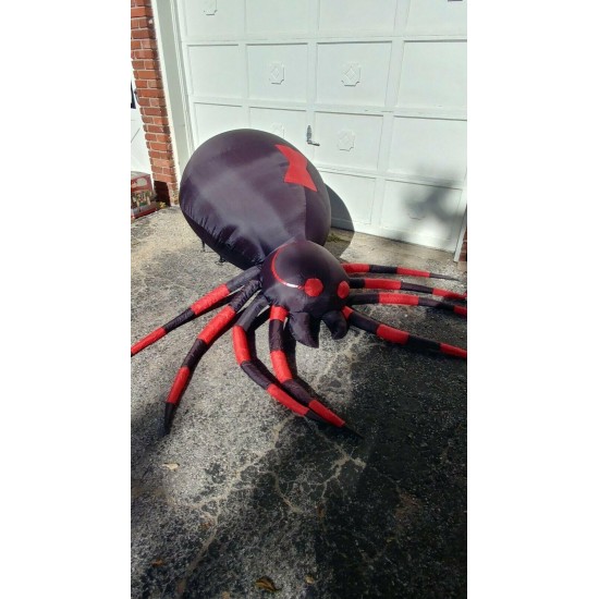 Gemmy 8 FT W Pre-lit Inflatable Projection Black Orange Spider Halloween Prop