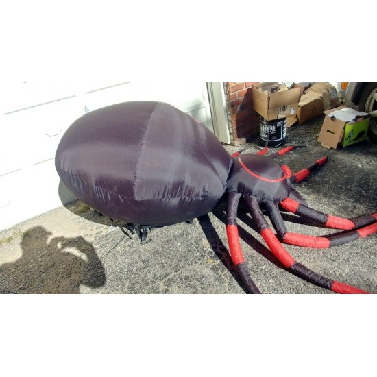 Gemmy 8 FT W Pre-lit Inflatable Projection Black Orange Spider Halloween Prop