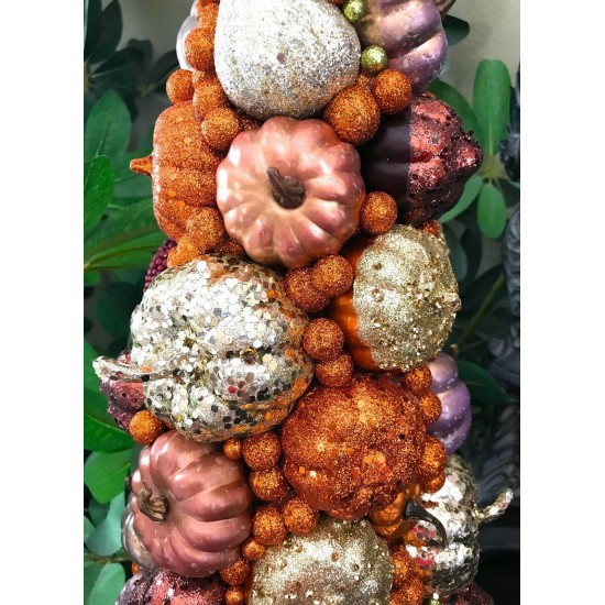 BRAND NEW FALL THANKSGIVING HALLOWEEN PUMPKINS 19” TREE CENTERPIECE TABLE DECOR