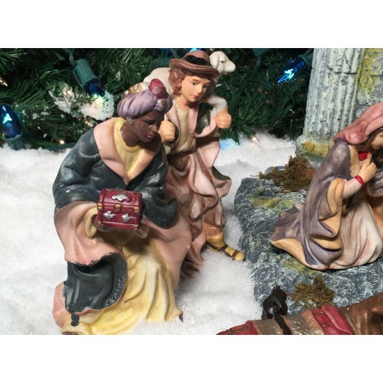 NEW RARE ENESCO GROUP 15 PIECE NATIVITY SET HOLY FAMILY, ANGEL, WISEMEN, BARN...