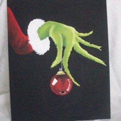 Hand Painted Grinch on Canvas 16x20