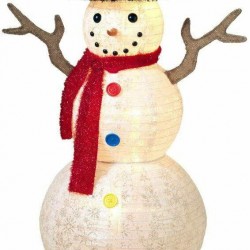 Gerson Lighted Glittering Outdoor Snowman with Hat