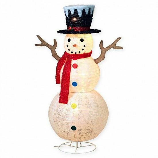 Gerson Lighted Glittering Outdoor Snowman with Hat