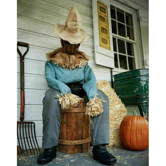 Sitting Scarecrow Halloween Decorative Prop - Multicolor