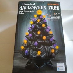 Halloween Lighted Black Ceramic Tree AC Adapter New In Box 14” Tall Mr Christmas