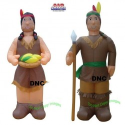 Halloween Thanksgiving American Indians Lighted Airblwon Inflatables Yard Decor