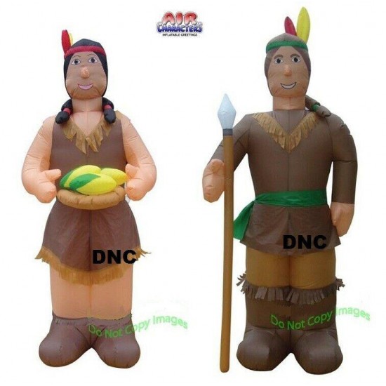 Halloween Thanksgiving American Indians Lighted Airblwon Inflatables Yard Decor