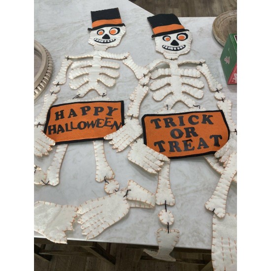 pottery barn Hanging Fabric Skeleton Halloween Decorations Decor Door Wall