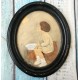 Vintage Antique? Child Watercolor framed picture Welch decor Oval