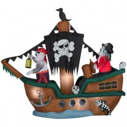 Gemmy 10 Ft. Animated Inflatable Skeleton Pirate Ship Halloween Horror Party