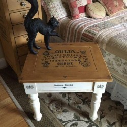 Primitive Vintage Reproduction Halloween Ouija Board Game Side Table HP OOAK