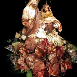 Holy Family Nativity with fabric robes, Nativity Christmas Centerpiece