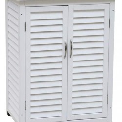 Tuuertge Outdoor Storage Cabinets 2-Tier Wooden Storage Locker Slanted Top Cabinet Indoor Outdoor Box Balcony Waterproof Sunscreen Outdoor Storage Container (Color : White, Size : 74x50x99cm)