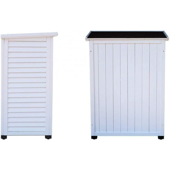 Tuuertge Outdoor Storage Cabinets 2-Tier Wooden Storage Locker Slanted Top Cabinet Indoor Outdoor Box Balcony Waterproof Sunscreen Outdoor Storage Container (Color : White, Size : 74x50x99cm)