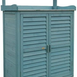 Tuuertge Outdoor Storage Cabinets Outdoor Locker Storage Cabinet Balcony Courtyard Garden Tool Cabinet Wooden Shoe Rack Outdoor Storage Container (Color : Blue, Size : 87x45x120cm)