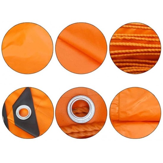 ZHUAN Tarpaulin Waterproof Sunscreen Swimming Pool Cover All Weather Reinforced Hem Galvanized Eyelet Outdoor Gardening Accessories Hardware, 18 Sizes (Color : Orange, Size : 4x6m)