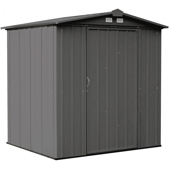 Arrow 6' x 5' EZEE Galvanized Steel Low Gable Shed Charcoal, Storage Shed with Peak Style Roof