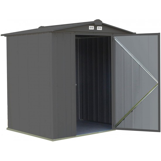 Arrow 6' x 5' EZEE Galvanized Steel Low Gable Shed Charcoal, Storage Shed with Peak Style Roof