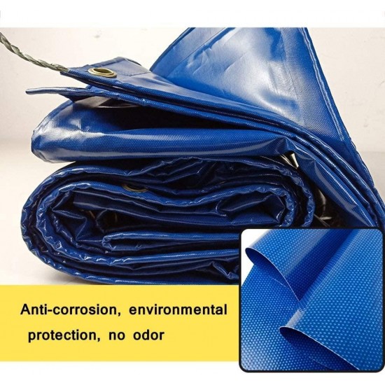 JFFFFWI Tarpaulin,Blue Heavy Duty Truck Tarp Waterproof UV Resistant Ground Sheet s for Camping, Fishing, Gardening Car Boat Camping Firewood Woodpile-350g/㎡ Tarpaulin (Size : 6x6m)