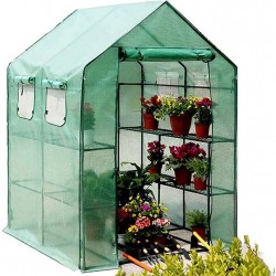 KSLD 8 Shelves Portable Walk-in Greenhouse, Indoor Grow Tent Room with with PE Cover and Zipper Openings Green House for Plants 1022