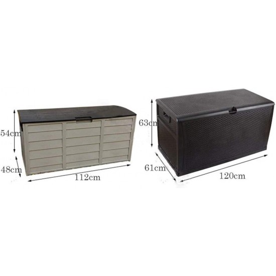 Tuuertge Outdoor Storage Cabinets Rattan 460L Outdoor Lockable Storage Deck Box Garden Tool Cabinet Sun and Waterproof for Balcony Outdoor Storage Container (Color : Black, Size : 120x61x63cm)