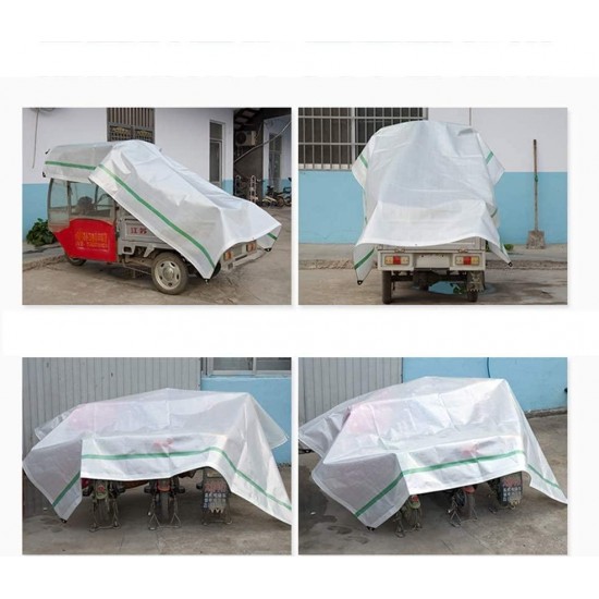 JFFFFWI Tarpaulin, White Waterproof Tarp Heavy Duty Tarp Ground Sheet s for Camping Fishing Gardening Construction Contractors and Emergency Shelter Tarpaulin (Size : 6mx8m)