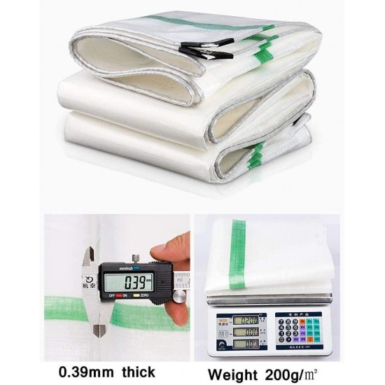 JFFFFWI Tarpaulin, White Waterproof Tarp Heavy Duty Tarp Ground Sheet s for Camping Fishing Gardening Construction Contractors and Emergency Shelter Tarpaulin (Size : 6mx8m)