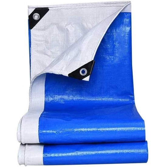 ZHUAN Tarpaulin Waterproof Heavy Duty Sunscreen Weatherproof Gardening Accessories Aluminum Eyelet Outdoor Garden Cover, 17 Sizes (Color : Blue, Size : 3.8x7.7m)