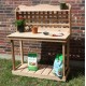 THREE MAN Cedar Decorative Lattice Gardening Potting Bench - 4 Foot Natural