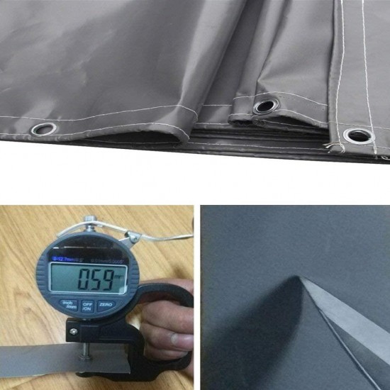 WZF Tarpaulin dust-Proof and Waterproof Truck Tarpaulin shed for Camping and Outdoor Fishing Gardening Sunscreen Cold Scraper high-Strength Thick Knife Cloth Oxford Cloth Gray Cloth (Size: 4.5 m 4 m)