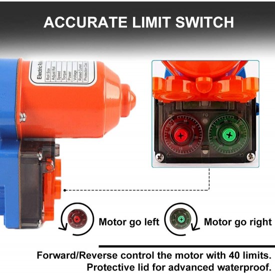 UYG Greenhouse Film Roll Up Motors with Limit Switch and Creeper (2 Packs) + Transformer Controller Joint Box (AC110V to DC24V) for Chicken Coop Greenhouse Ventilation System, Automatic Venting